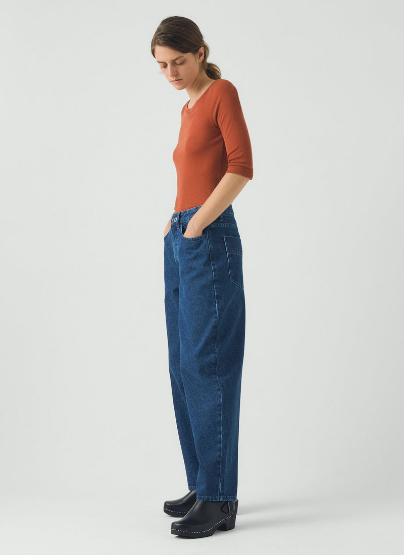 Wool Lyocell Scoop Neck Tee | Russet Brown