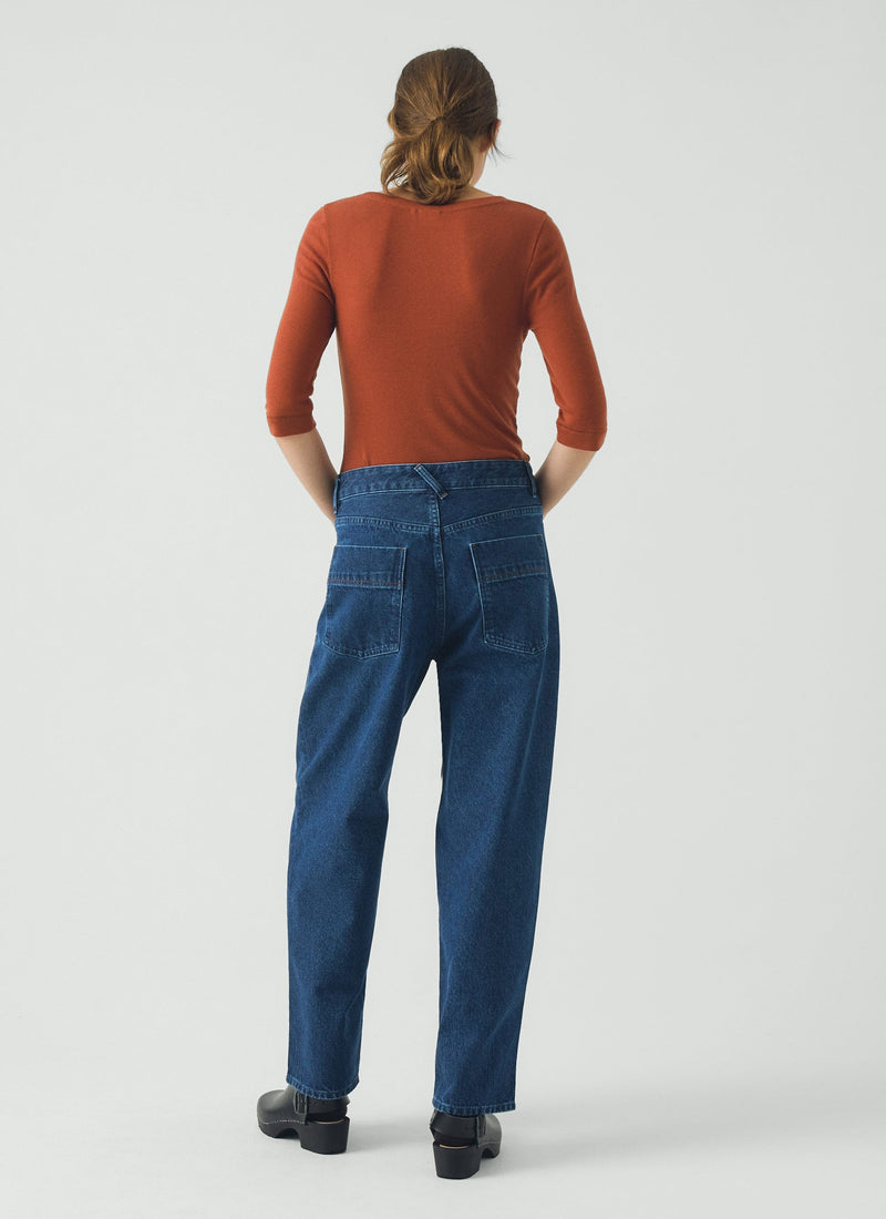 Wool Lyocell Scoop Neck Tee | Russet Brown