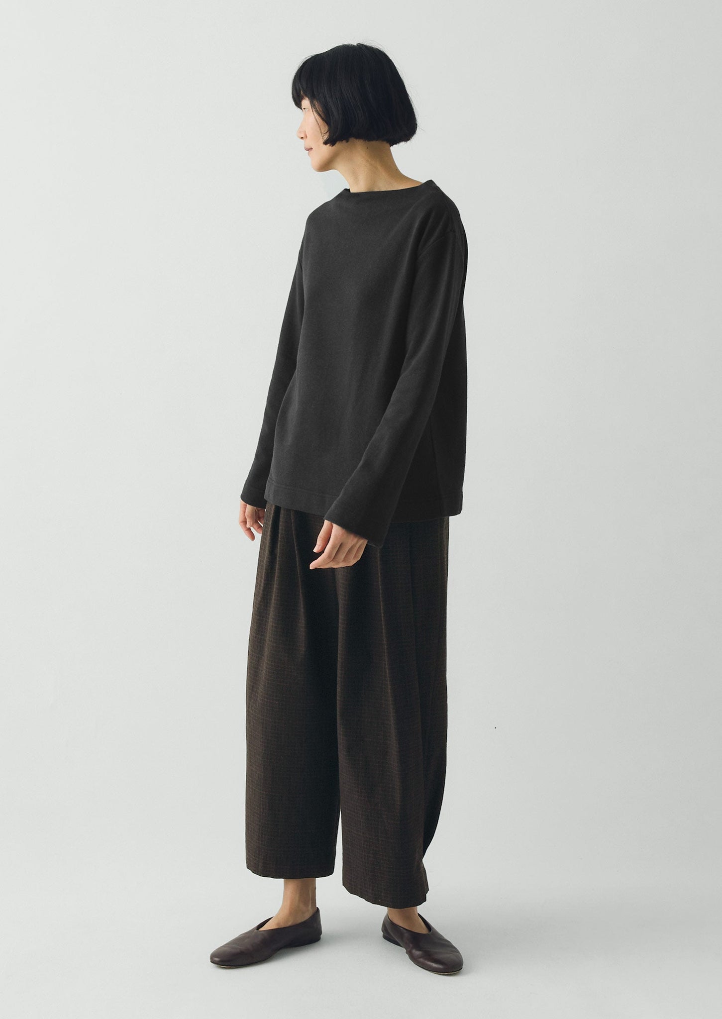 Mock Neck Cotton Hemp Sweater | Dark Charcoal