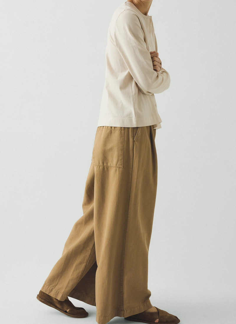 Button Through Cotton Jersey Tee | Egret