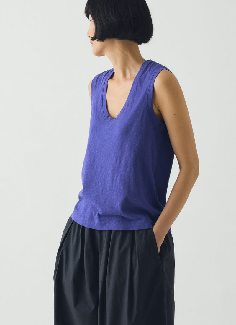 Cotton Sleeveless Tee | Cobalt