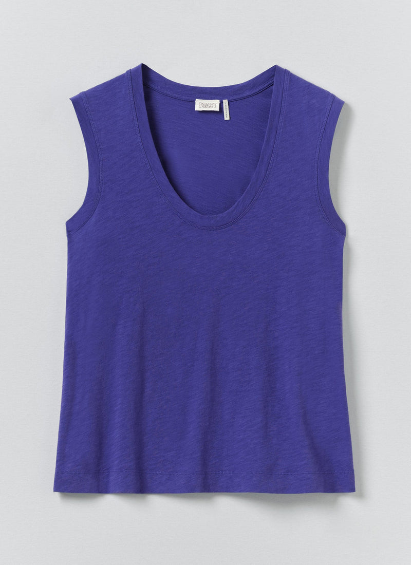Cotton Sleeveless Tee | Cobalt