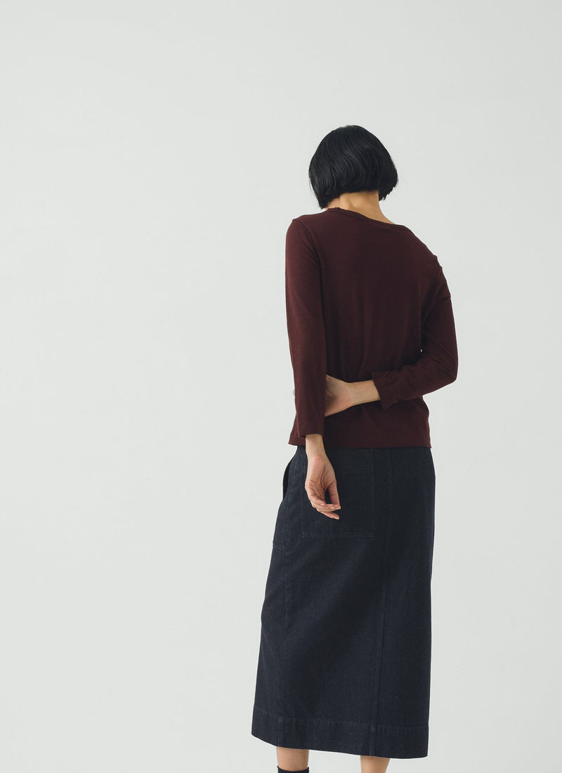 Lia Cotton Boat Neck Tee | Beetroot