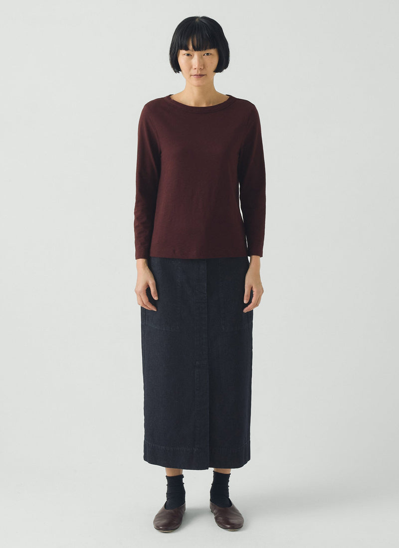 Lia Cotton Boat Neck Tee | Beetroot