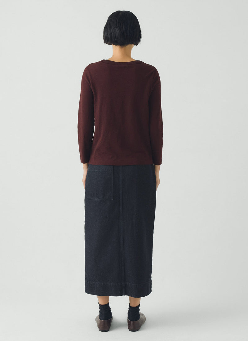 Lia Cotton Boat Neck Tee | Beetroot