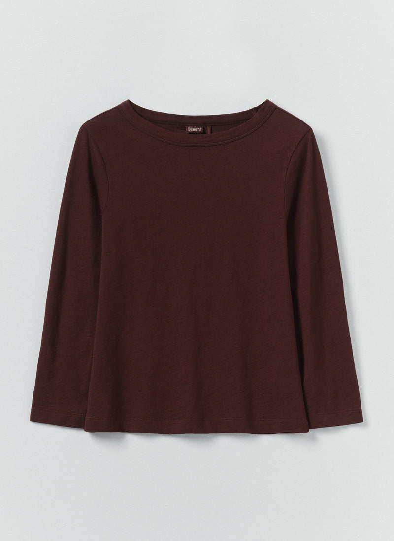 Lia Cotton Boat Neck Tee | Beetroot