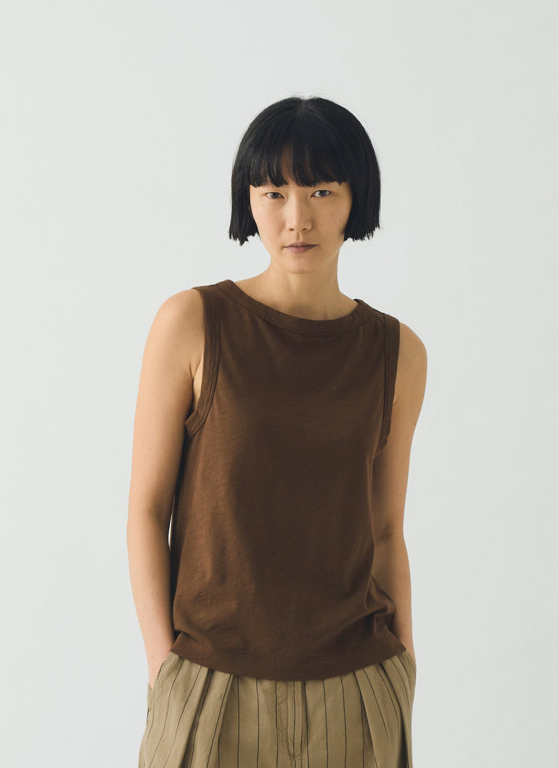 Sian Garment Dyed Organic Cotton Tank Top | Bronze Green