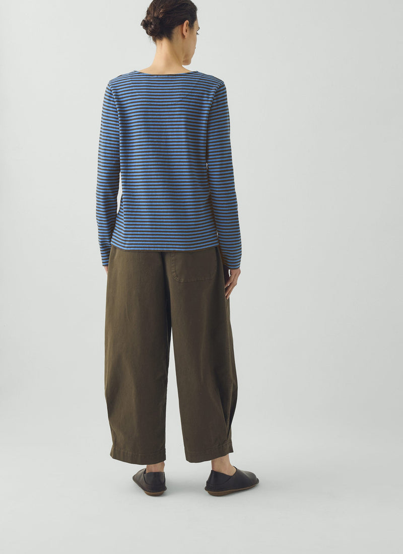 Breezy Stripe Jersey Tee | Azure Blue/Tawny Brown