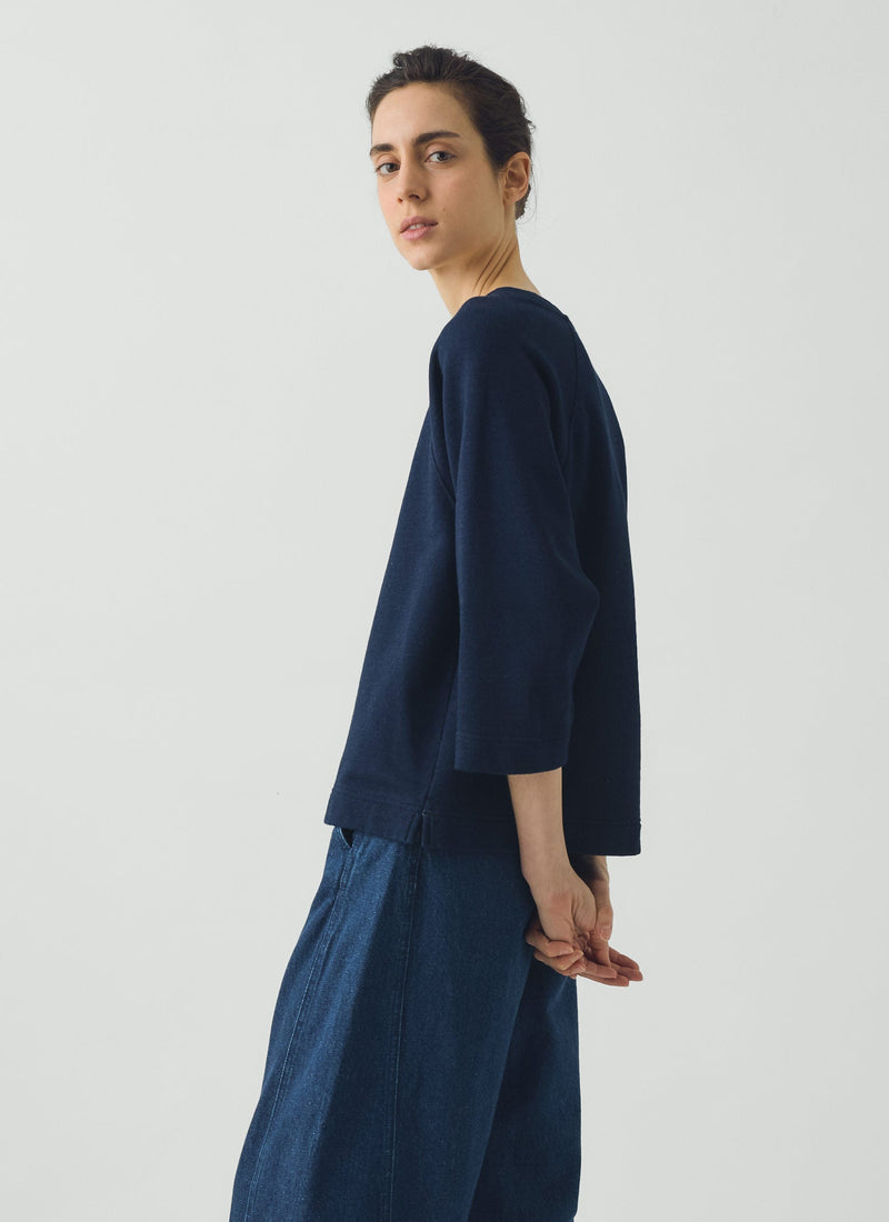 Loopback Cotton Jersey Sweater | Indigo