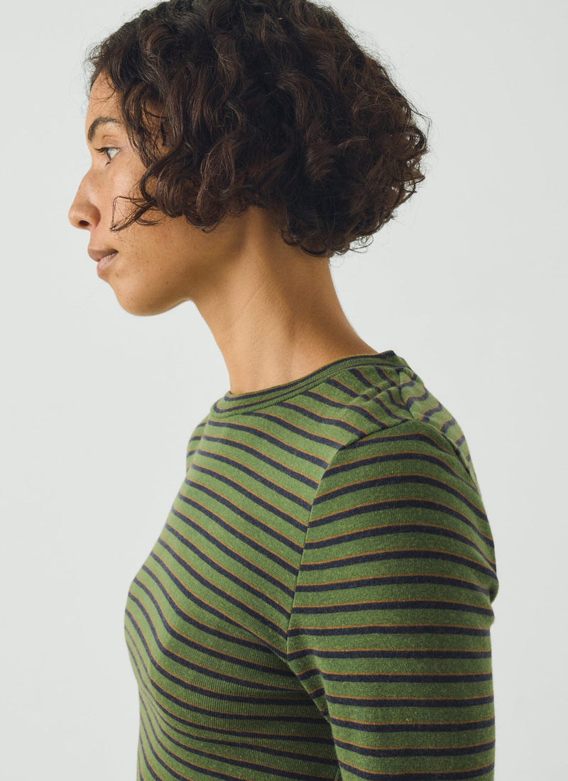 Fitted Half Sleeve Tee | Green Multi