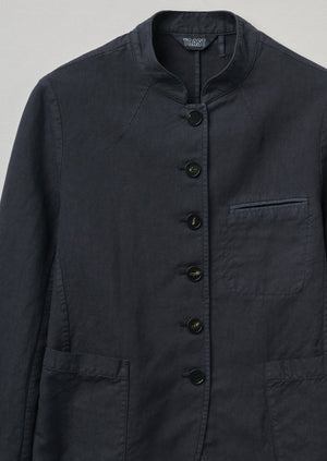 Garment Dyed Cotton Linen Neat Jacket | Slate Navy | TOAST