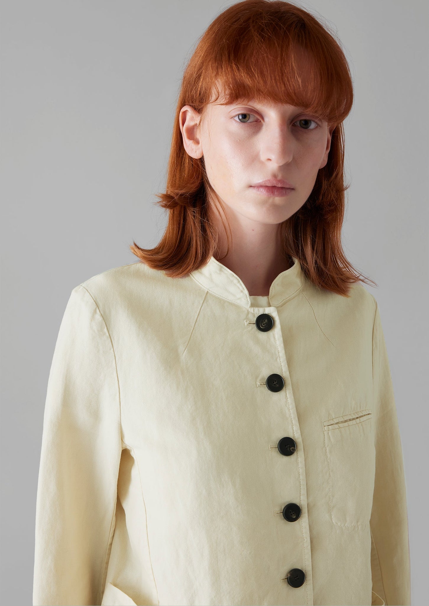 Garment Dyed Cotton Linen Neat Jacket | Parchment