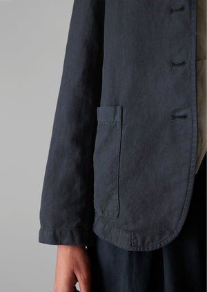 Garment Dyed Cotton Linen Neat Jacket | Slate Navy