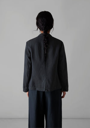 Garment Dyed Cotton Linen Neat Jacket | Slate