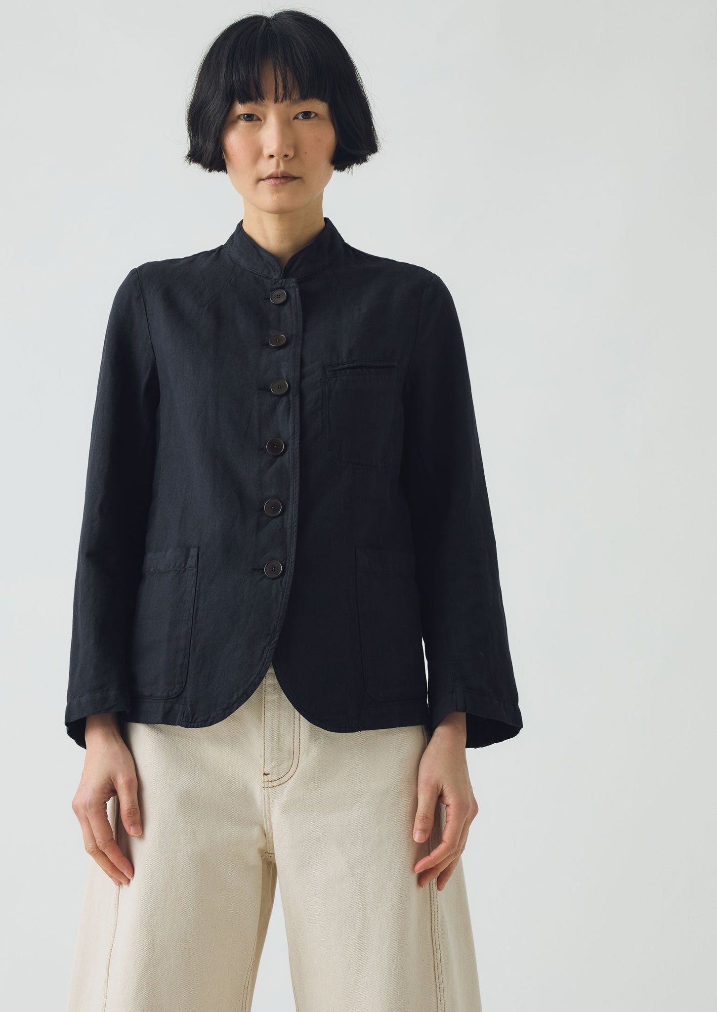 Garment Dyed Cotton Linen Neat Jacket | Slate