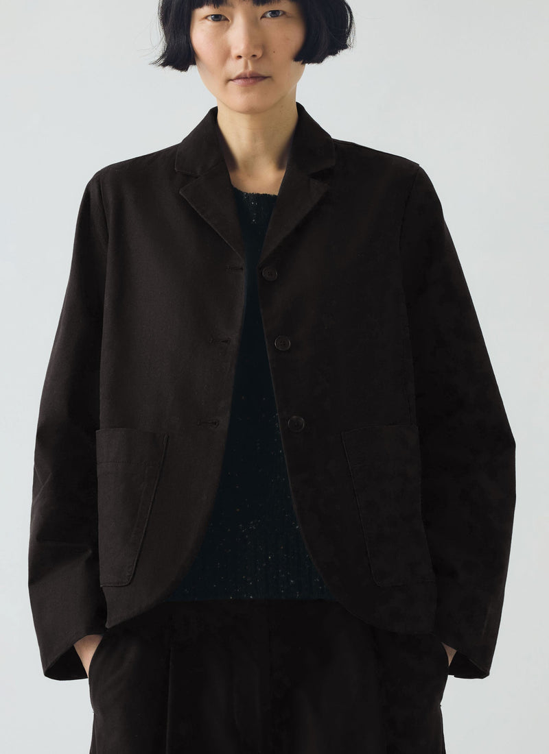 Cotton Wool Herringbone Jacket | Black