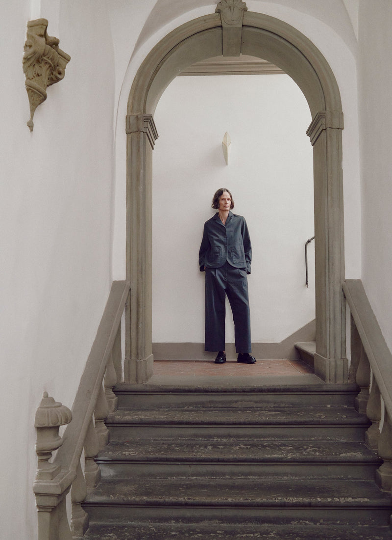 Cotton Wool Herringbone Jacket | Black