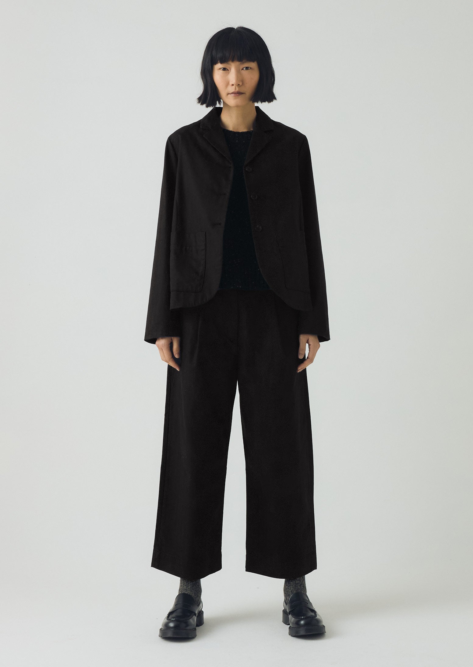 Cotton Wool Herringbone Jacket | Black | TOAST