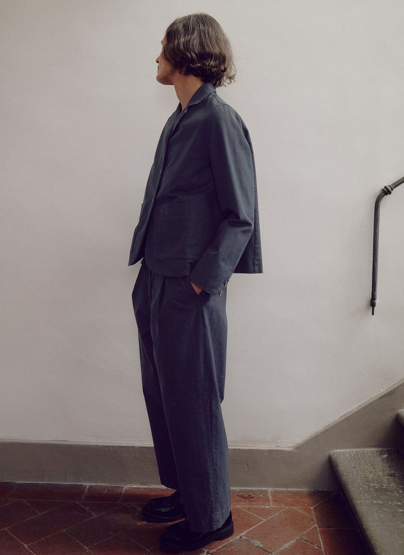 Cotton Wool Herringbone Jacket | Black