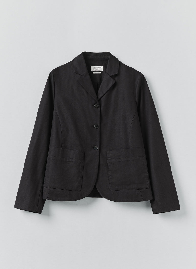 Cotton Wool Herringbone Jacket | Black
