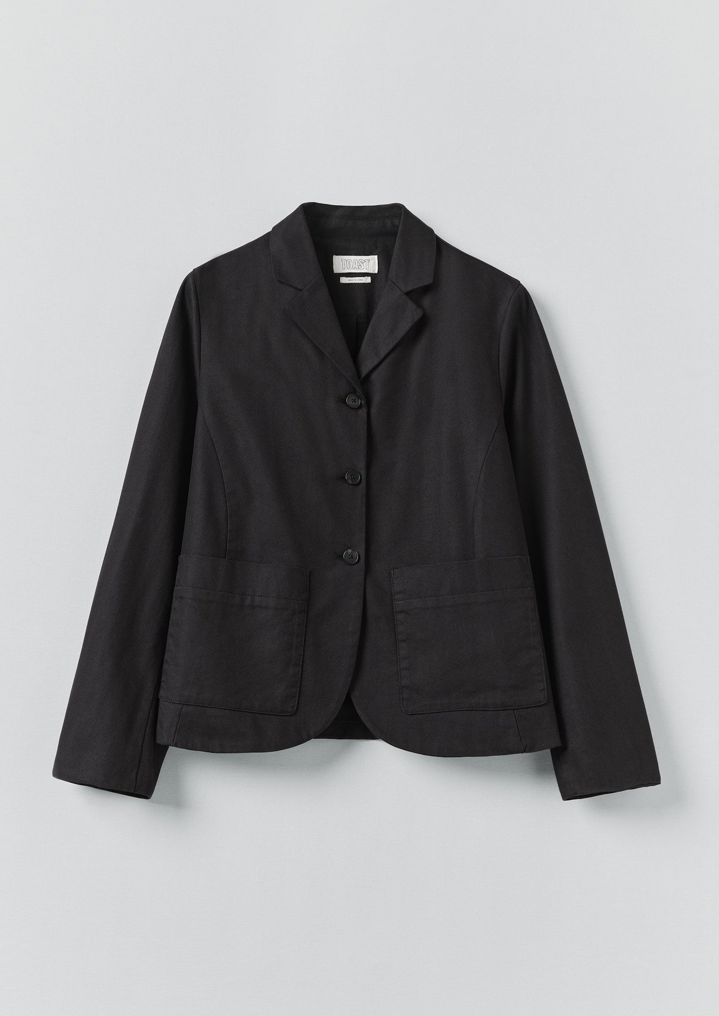 Cotton Wool Herringbone Jacket | Black