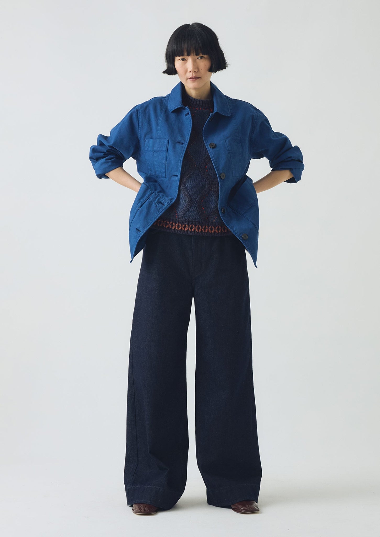 Cotton Canvas Workwear Jacket | Cobalt Blue