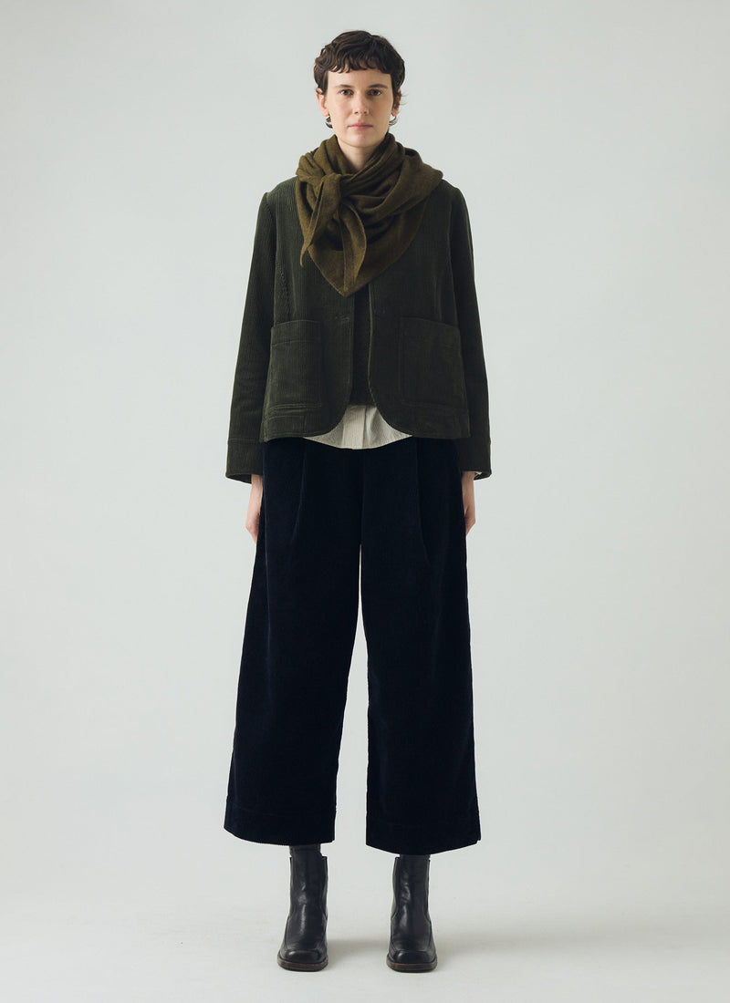 Round Collar Cord Jacket | Pine