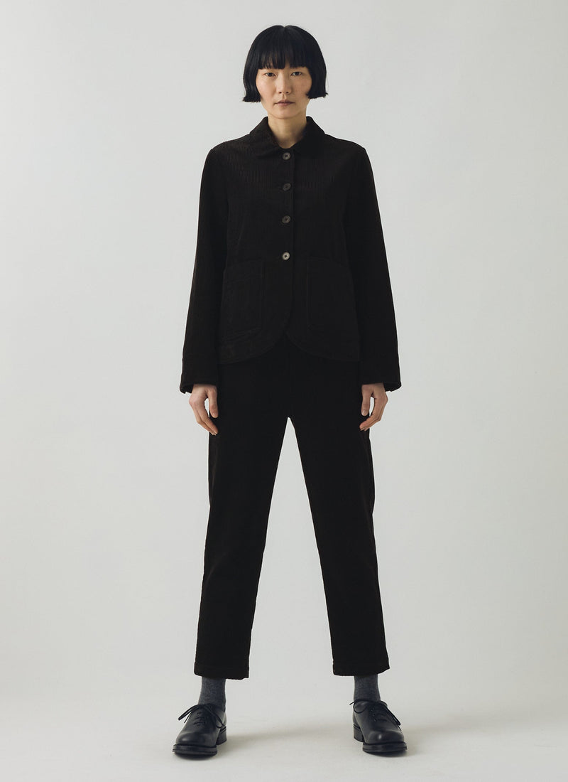 Round Collar Organic Cord Jacket | Anthracite