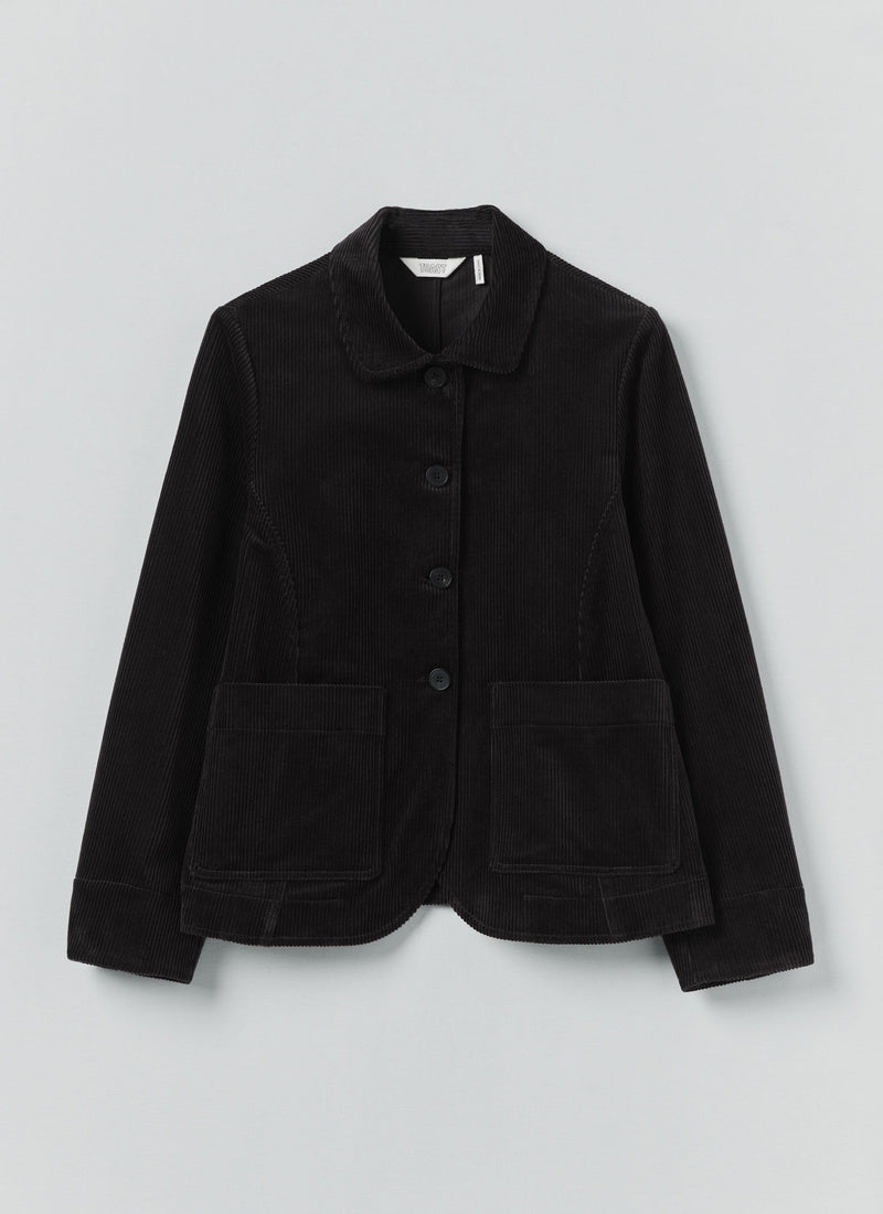 Round Collar Organic Cord Jacket | Anthracite