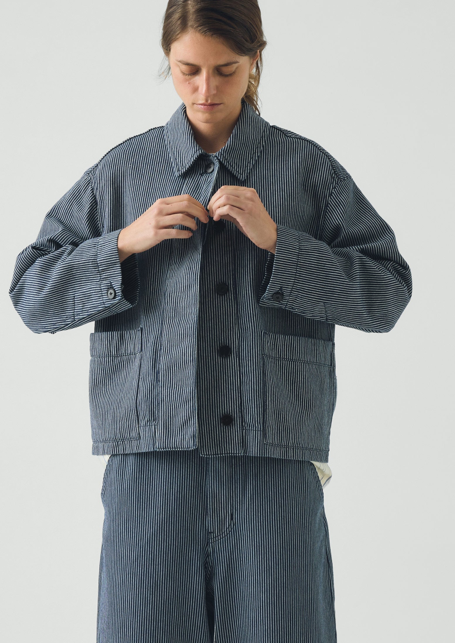 Hickory Stripe Denim Jacket | Ecru/Indigo | TOAST