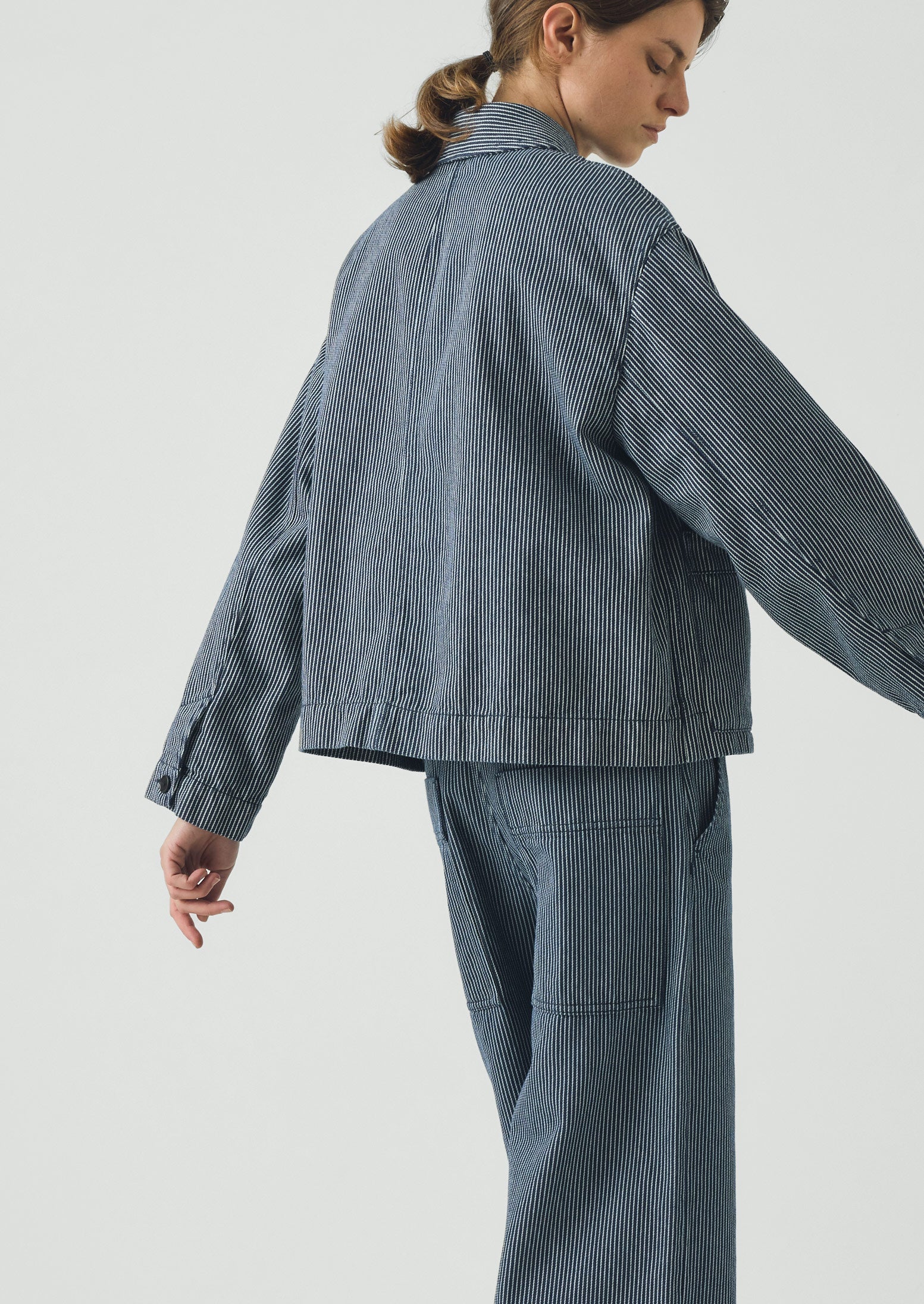 Hickory Stripe Denim Jacket | Ecru/Indigo | TOAST