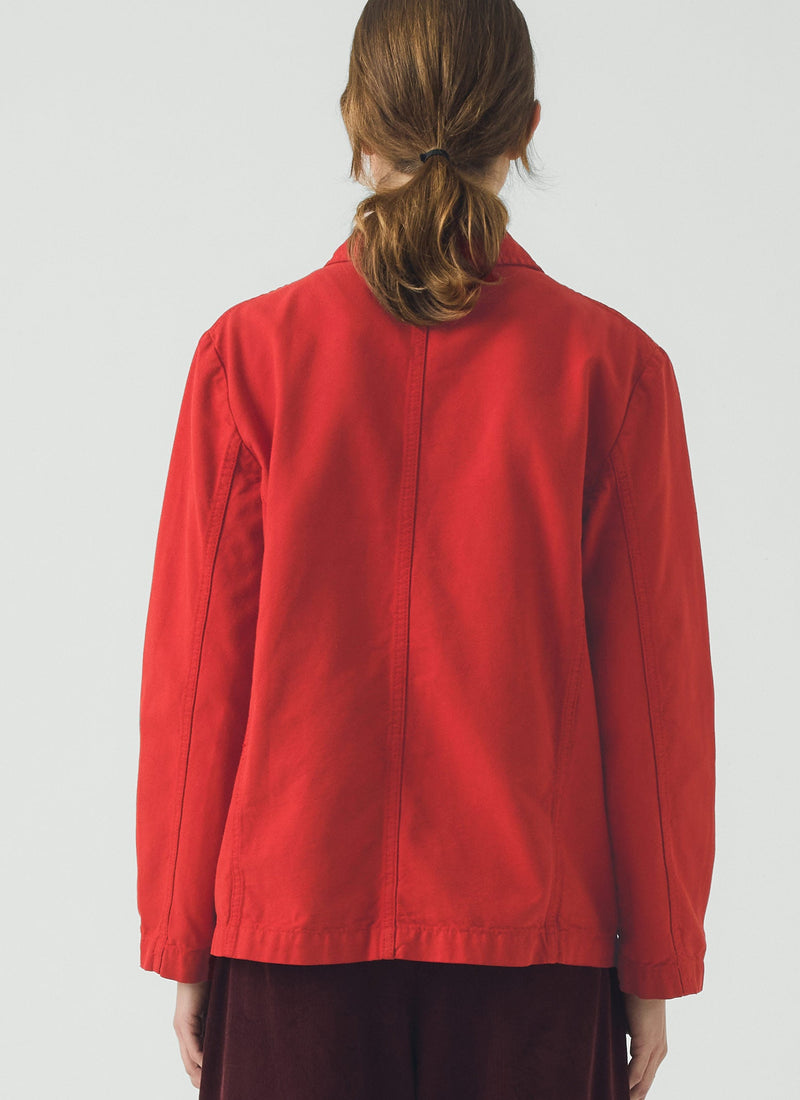 Garment Dyed Cotton Canvas Jacket | Poppy Red