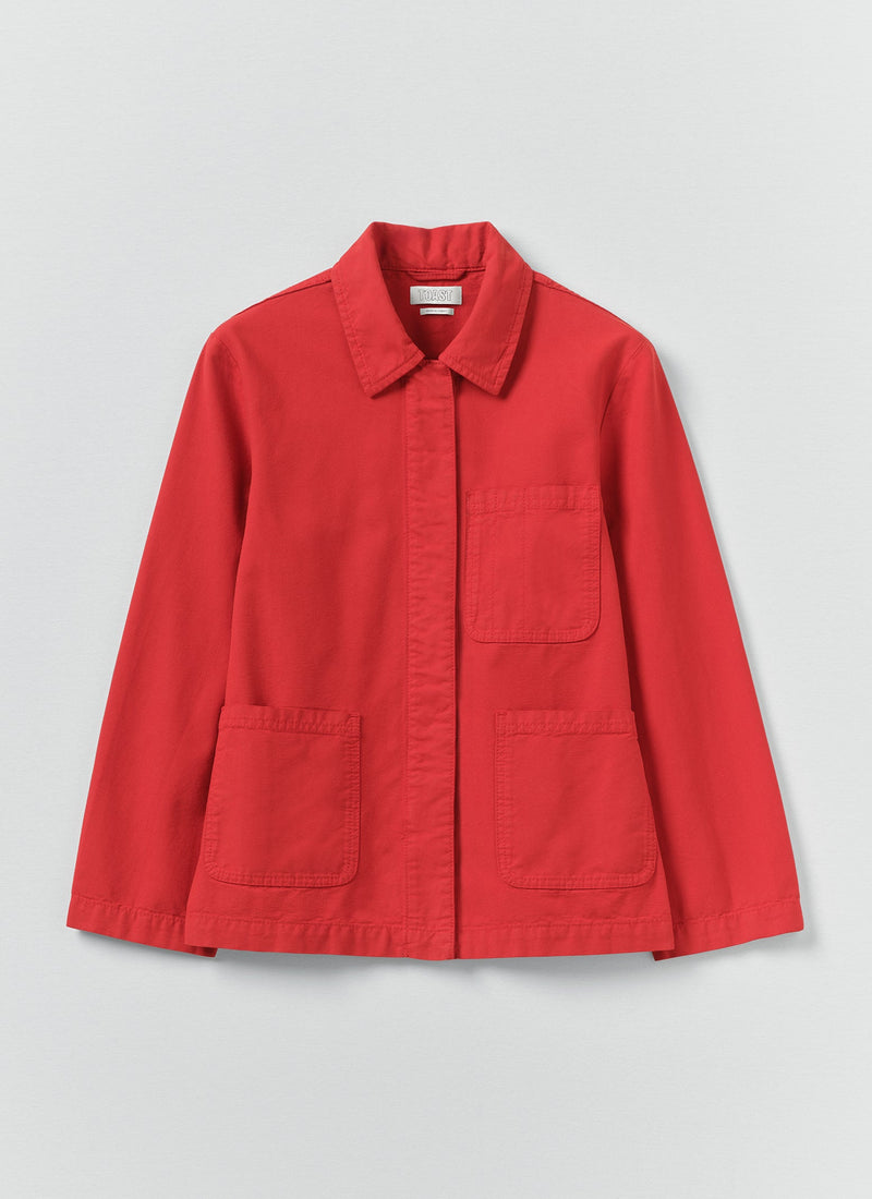 Garment Dyed Cotton Canvas Jacket | Poppy Red