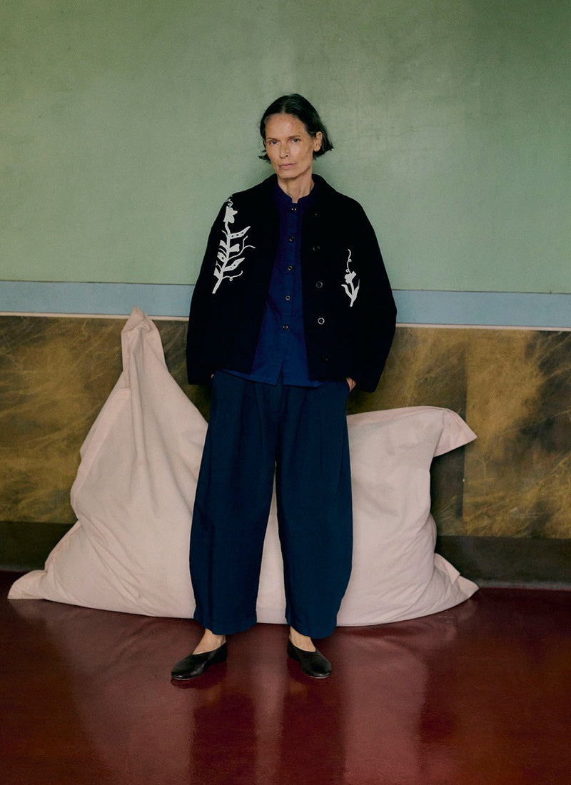 Applique Pea Shoot Jacket | Dark Denim