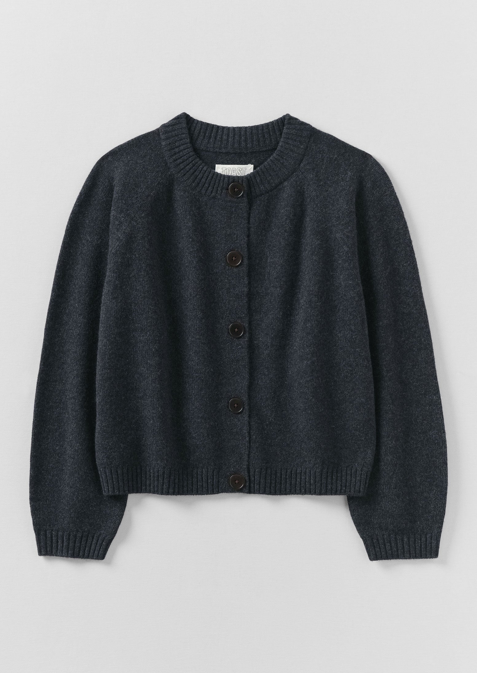 Eden Wool Cashmere Raglan Cardigan | Charcoal | TOAST