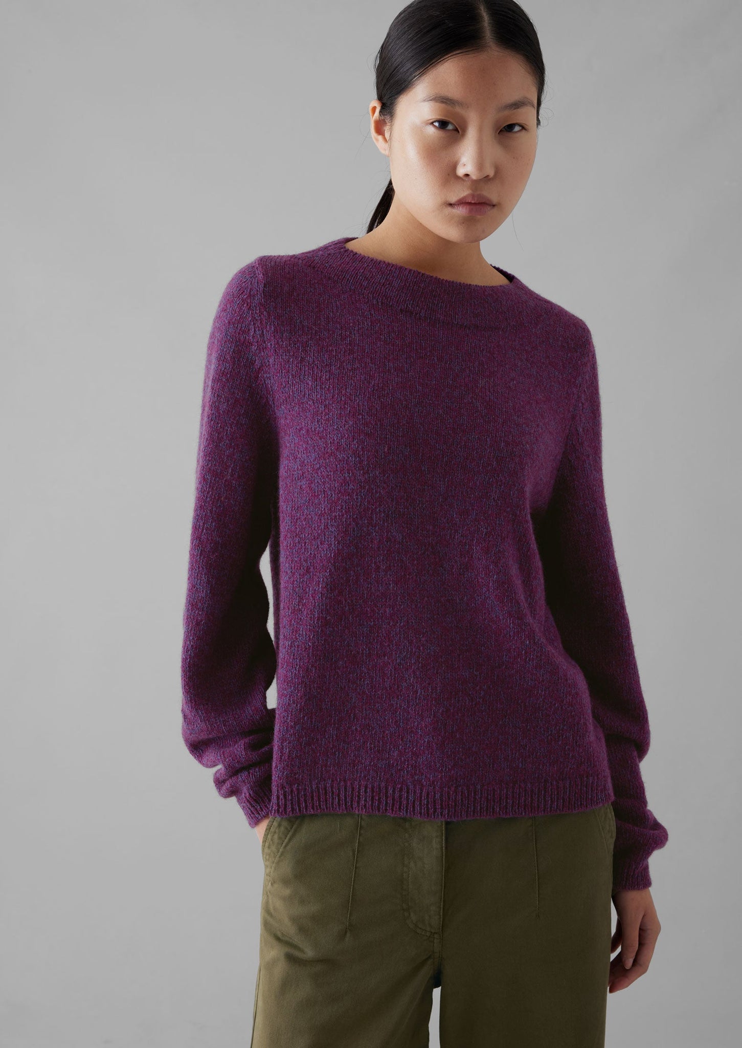 Boat Neck Wool Sweater | Amethyst