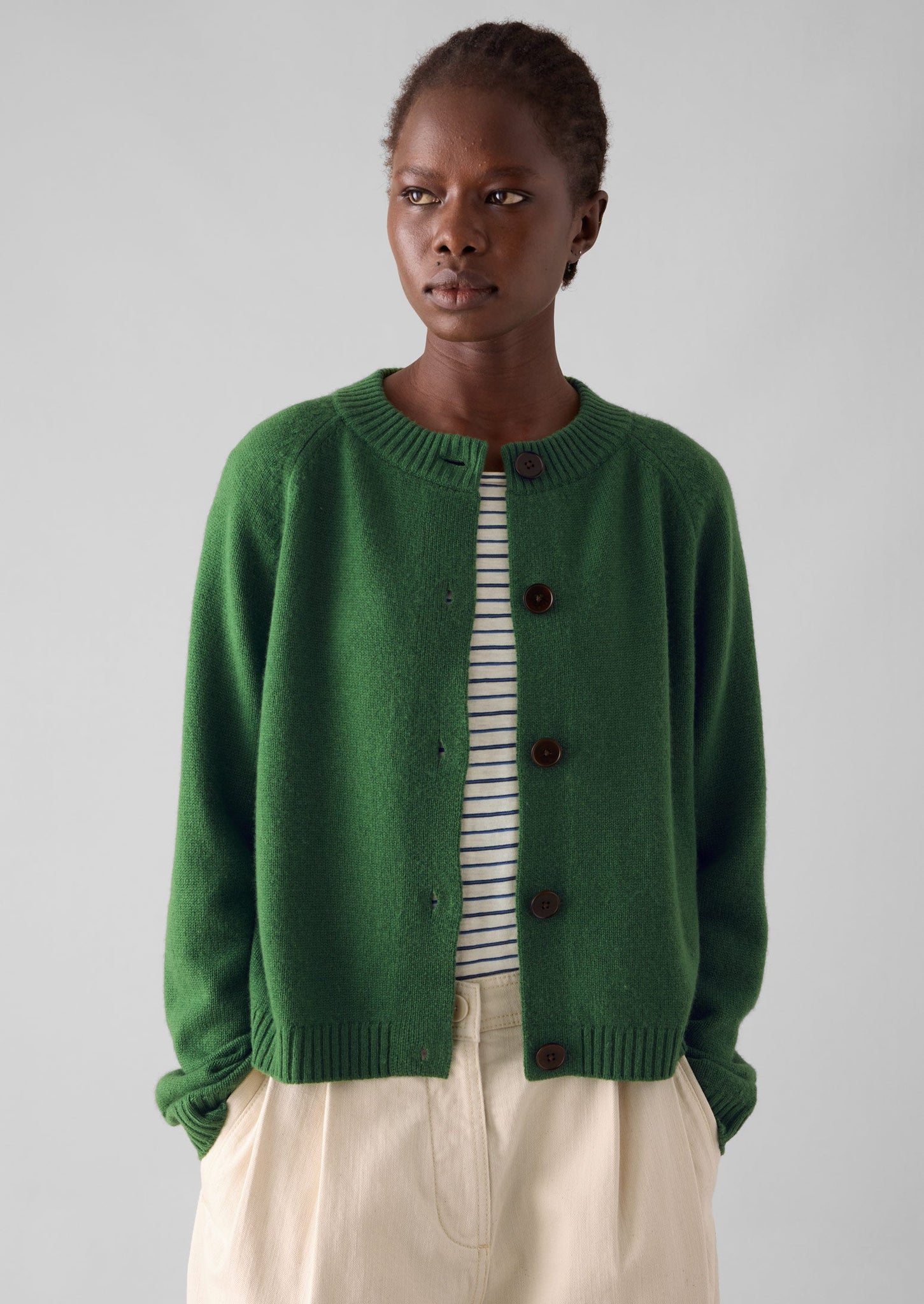 Eden Wool Cashmere Raglan Cardigan Mineral Green TOAST