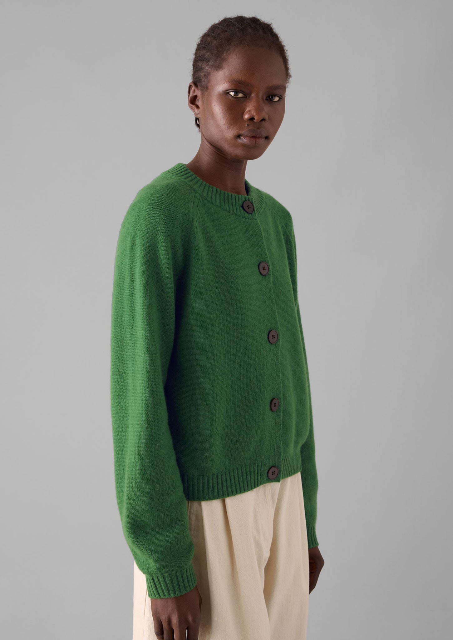 Eden Wool Cashmere Raglan Cardigan | Mineral Green