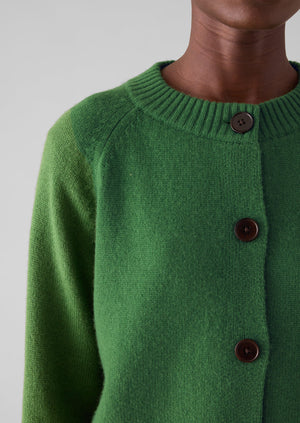 Eden Wool Cashmere Raglan Cardigan | Mineral Green