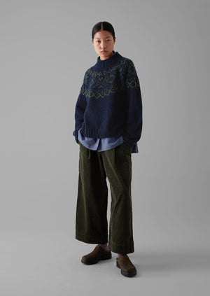 Graphic Yoke Sweater | Navy/Green