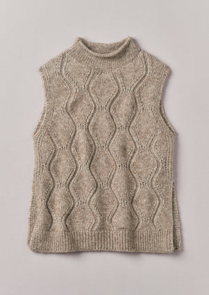 Cotton Alpaca Reverse Cable Tank | Biscuit