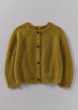 Ribbed Mohair Blend Cardigan | Old Gold