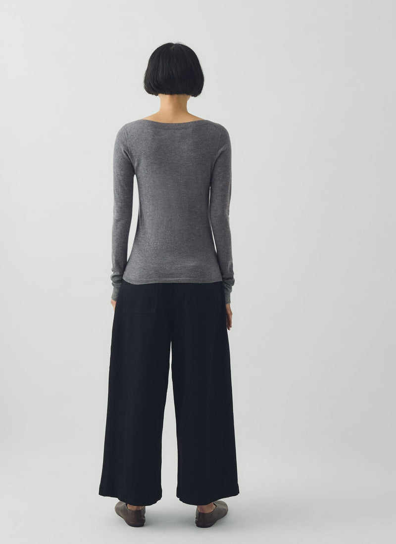 Fine Wool Cashmere Sweater | Grey Melange