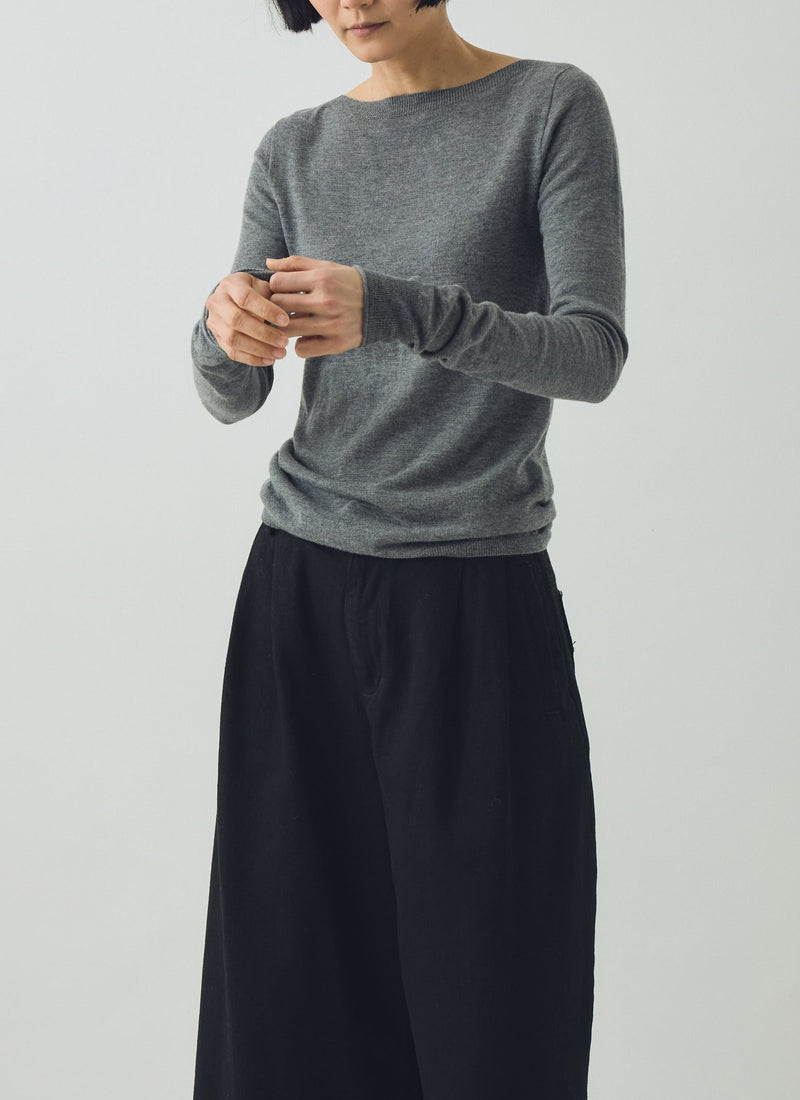 Fine Wool Cashmere Sweater | Grey Melange