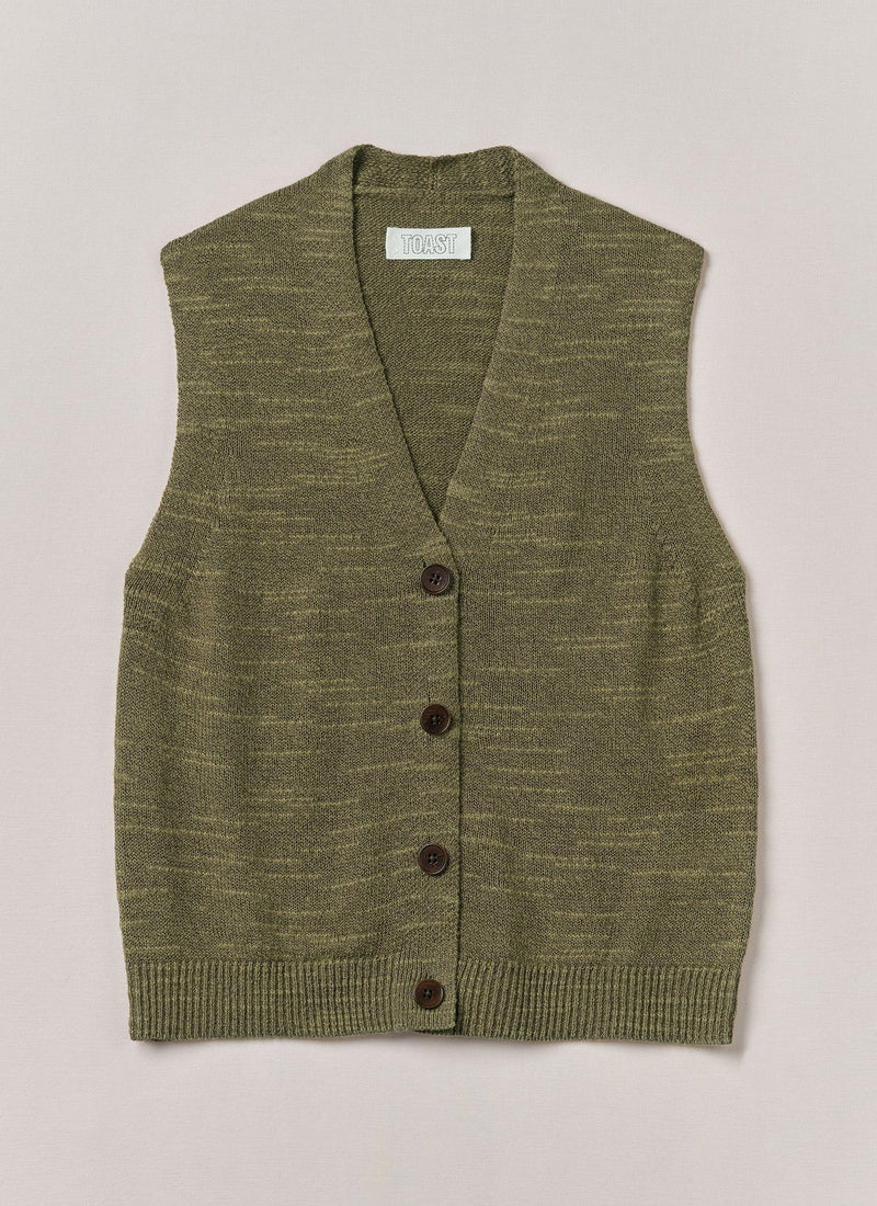 Fine Linen Cotton Knitted Tank | Montella Olive