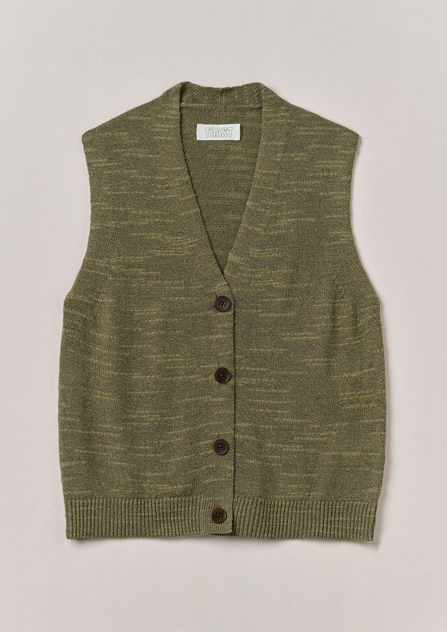 Fine Linen Cotton Knitted Tank | Montella Olive