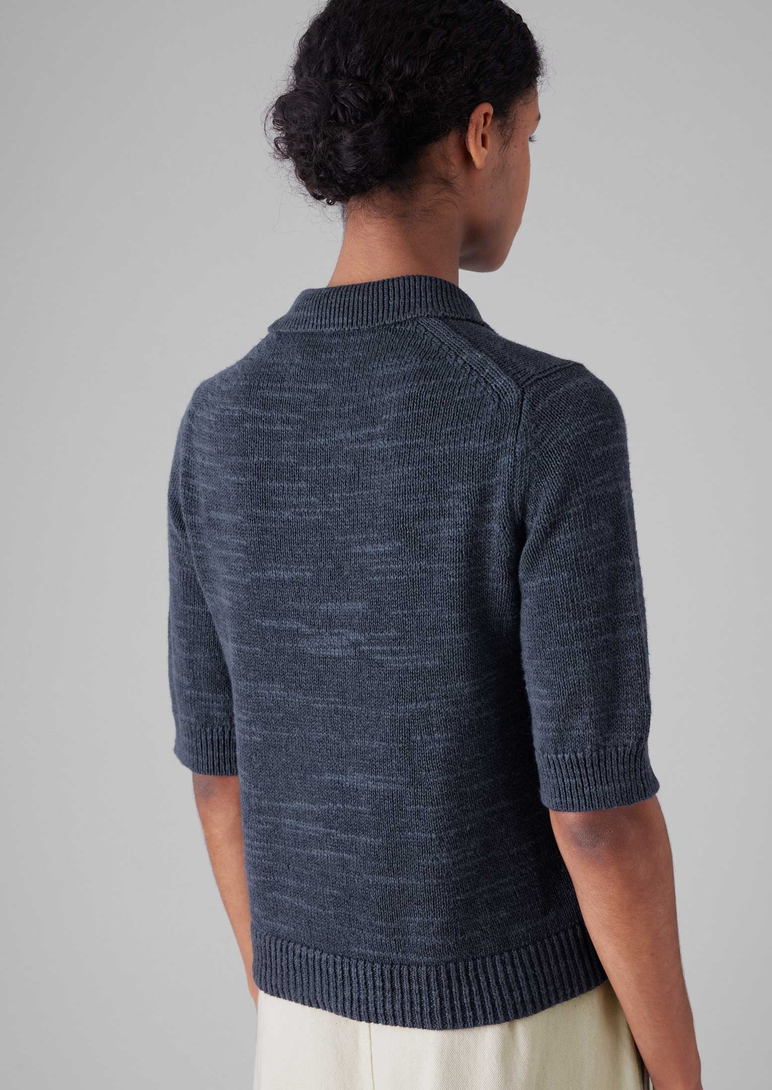Linen Cotton Slub Knitted Top | Dark Navy | TOAST
