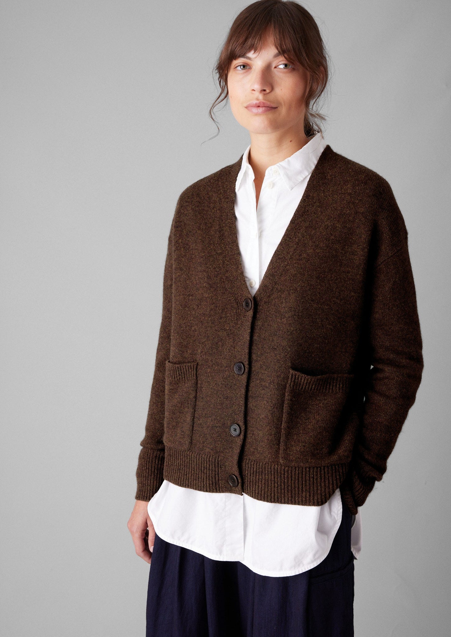 Ffion Wool Cashmere Boxy Cardigan | Pecan