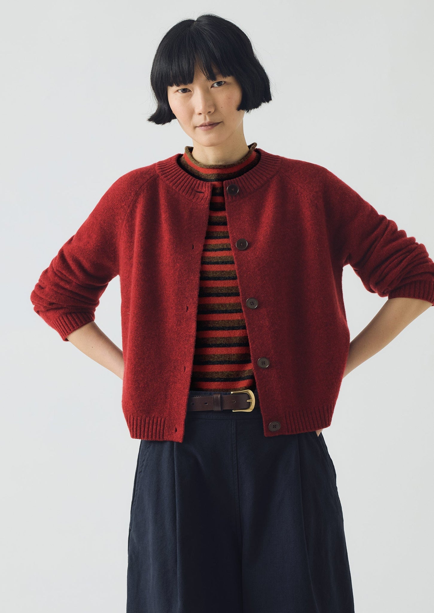Eden Wool Cashmere Raglan Cardigan | Red Sorrel