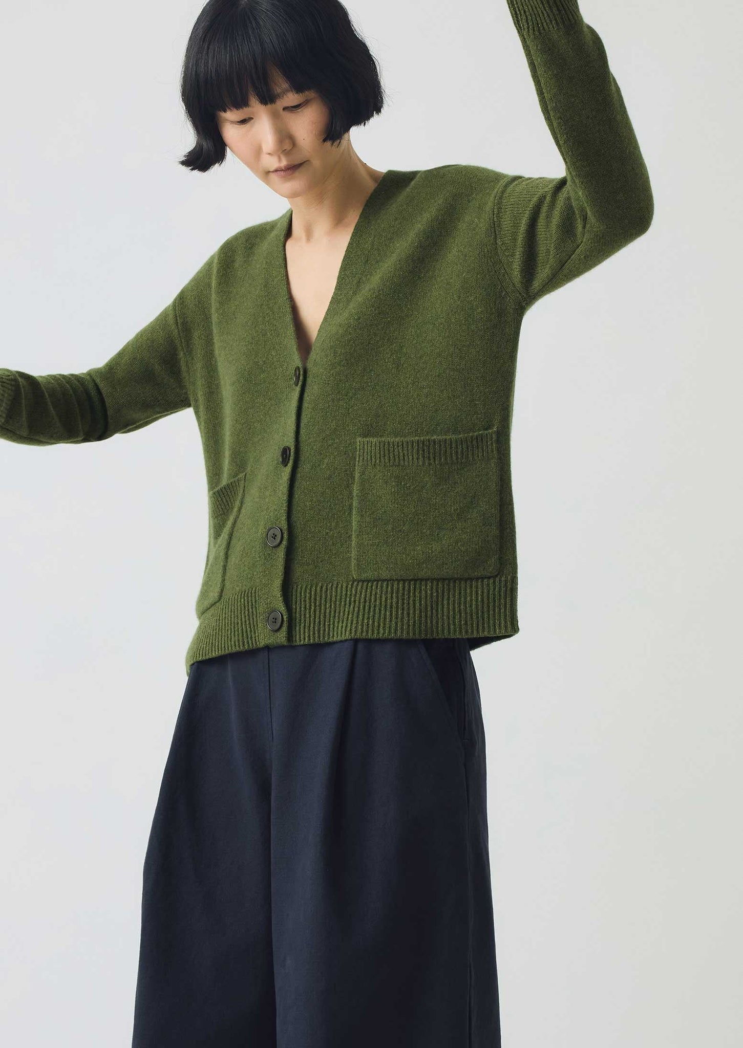 Ffion Wool Cashmere Boxy Cardigan | Lawn Green